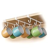 ECROCY Coffee Mug Holder Under Cabinet, 3pcs Coffee Cup Holder Only Fits Flat Shelf Without Any Lip, Clip-On...