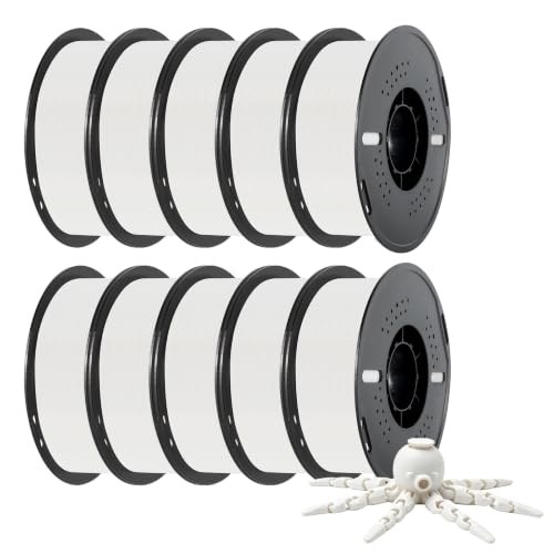 Kingroon PLA 3D Printer Filament,10 Rolls, Dimensional Accuracy +/- 0.02 mm, 10kg Spool(22lbs), 1.75 mm，White