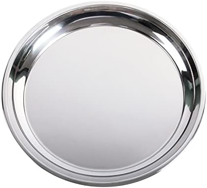 14 In Stainless Steel Roasting Pan, Stainless Steel Heavy Duty Kitchenware Round Roaster Pan Large XLarge Big Green Egg Drip Pan for Turkey Baking,Roast Chicken,Brushed Surface & Dishwasher Safe