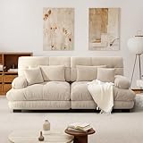 white sofa bed ebay Experiencia lujosa y relajante: Asiento de 54cm de profundidad, ideal para usuarios altos. Relleno de espuma fragmentada de alta densidad, más suave que la espuma sólida. Combinado con la suave tela chenille, brinda confort de nube. Ángulo inclinado del respaldo ergonómico, con almohadas incluidas, adapta la curva del cuerpo para relajación máxima.