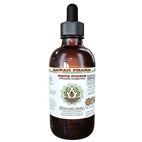 HawaiiPharm White Fungus Alcohol-Free Liquid Extract, White Fungus (Tremella Fuciformis) Dried Mushroom Glycerite Herbal Supplement 2 oz