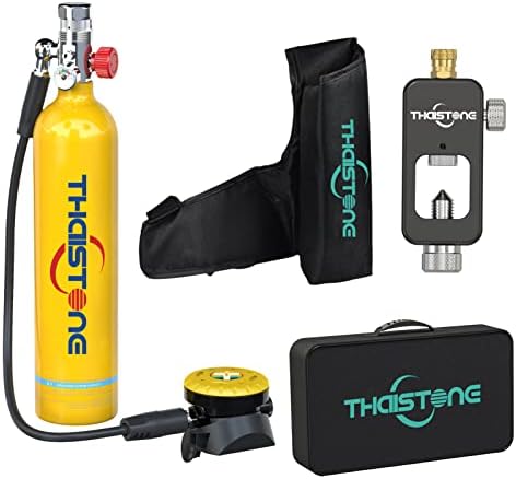 THAISTONE Mini Scuba Tank, Portable 1L Diving Tank Scuba Diving Tank Kit Diving Package Small Diving Cylinder Snorkeling Tank Oxygen Tank for Underwater Searching or Emergency Rescue