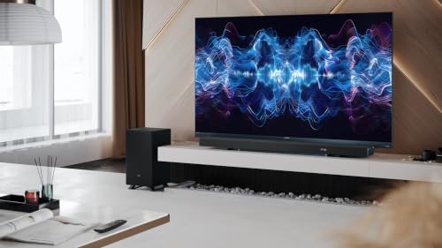 SHARP HT-SBW55121(BK) 5.1.2-Kanal-Soundbar mit kabellosem Subwoofer – 650W Heimkino-Audio, Dolby Atmos, DTS:X, Bluetooth 5.3, HDMI eARC, 4K-Passthrough – Schwarz