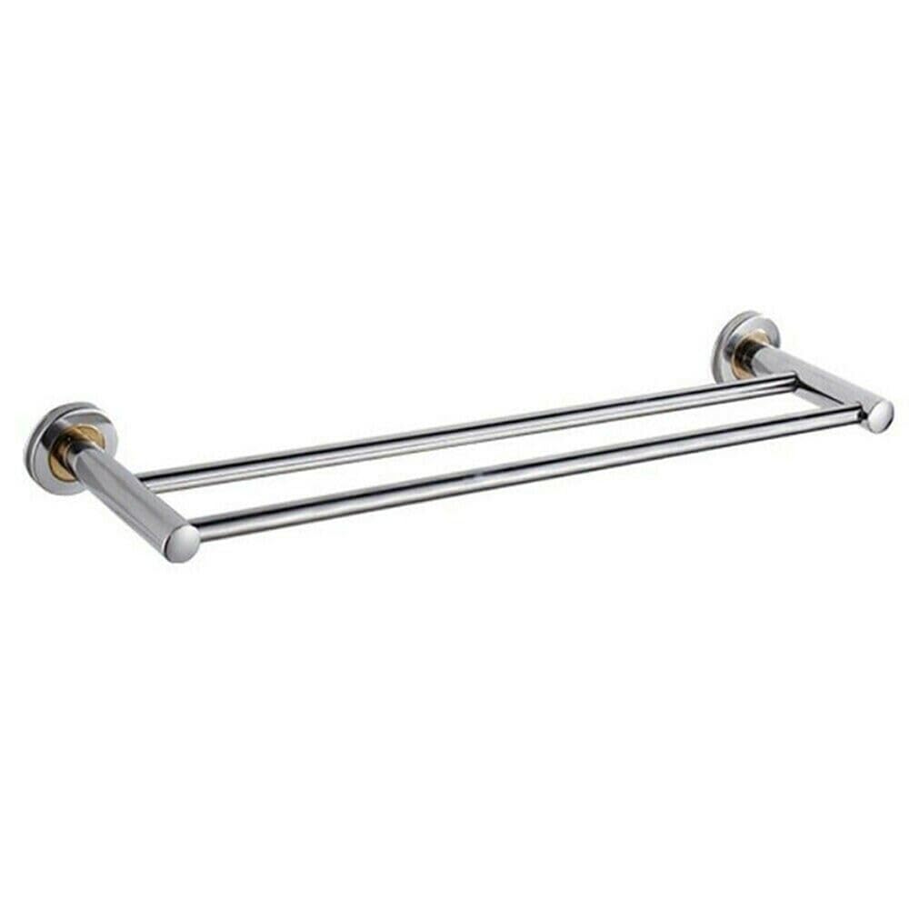 VVW&LIU 40/50cm Useful Toilet Hanger Holder Wall Mount Storage Shelf Towel Rack Bathroom Bar Clothes Holder,50 double towl rail