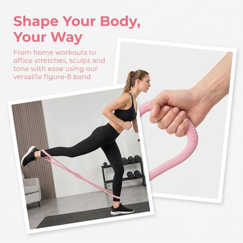 Figure 8 Resistance Bands with Handles, 2 Pack 15/25 LB Silicone Exercise Bands for Arms, Shoulders, Back & Legs, Stretch Bands for Women Men, Pilates Yoga Home Workout(Pink, 15LB/25LB) - image 5