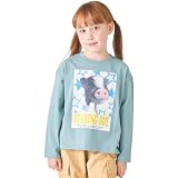 [ever closet] ロンティー キッズ 子供 女の子 男の子 長袖 Tシャツ 綿100％ [ ミネラルブルー 130 ] ガールズ ボーイズ アニマルプリント トップス 通園 通学 普段着 子供服 キッズ服 エバークローゼット