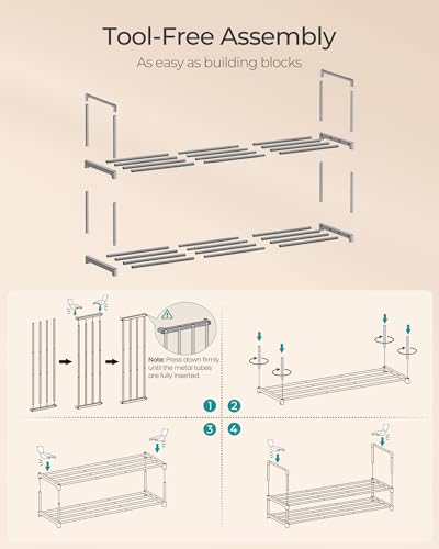 Image of SONGMICS Shoe Rack, 2-Tier Shoe Organizer, Metal Storage Shelf