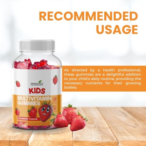 Image of Premium Kids Multivitamin Gummies with Vitamin A, E, C, D, B12, B3, B6, & Folic Acid for Immunity, Strawberry Flavour, Vegan, Preservative & Gluten Free - 30 Count (1)