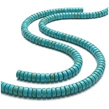 130PCs Turquoise Beads and Coral Stones Beads for Jewelry Making Aquamarine Western Style Flat Round Beads for Bracelets and Stone Crafts 4mm*2mm