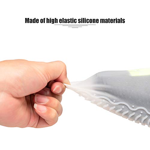 CHUHUAYUAN Waterproof Silicone Shoe Covers, Reusable Foldable Not-Slip Rain Shoe Covers with Zipper,Shoe Protectors Overshoes Rain Galoshes for Kids,Men and Women(1 Pair) (Transparent, L)