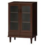 不二貿易 食器棚 カップボード 幅60cm ダークブラウン アルト 96605