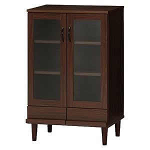 不二貿易 食器棚 カップボード 幅60cm ダークブラウン アルト 96605