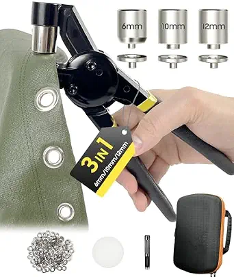 HAPDEN Grommet Tool Kit 1/2 1/4 3/8 inch Heavy Duty Tarp Grommet Kit with Bag