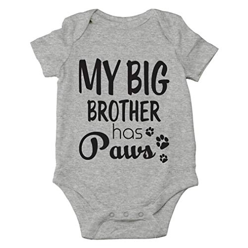 Aw Fashions My Big Borther Has Paws - Animal Lover - I Love My Dog - Cute One-Piece Infant Baby Bodysuit (Newborn, Sports Grey) #TOP15