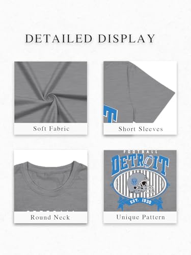 Football Shirts for Women Football Team Fan Tshirts Game Day Outfits Casual Sport Short Tee Tops LightGray