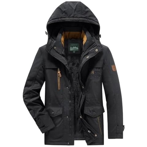 Mens Mountain Ski Jacket Windbreaker Windproof Raincoat Winter Warm Snow Coat with Detachable Hood Black XL Cover