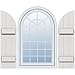 Ekena Millwork 16 1/8"W x 41"H, Rough Cedar (24 1/2" Low Side) Timberthane Faux Rustic Three Board Joined Board-n-Batten Faux Wood Shutters w/Quarter Round Arch Top, Rough Cedar (Per Pair)