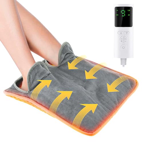 Dhqkqg Calentador de Pies Eléctrico, Calienta pies Electrico con 9 Niveles de Temperatura y 4 Temporizadores,Calientapiés Lavable,Calentador de Pies de Calentamiento Rápido Apto para Familias(Gris)
