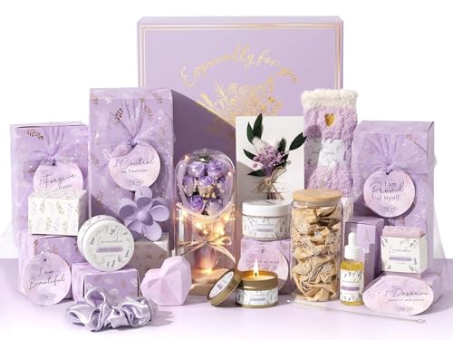 Qinline SPA & Teen Girl – 10 PCS Mothers Day Birthday Gift Basket, Luxury Self Care Home Bath Set for Relaxing, Get Well Soon Care Package & Pampering Friend Daughter Mom