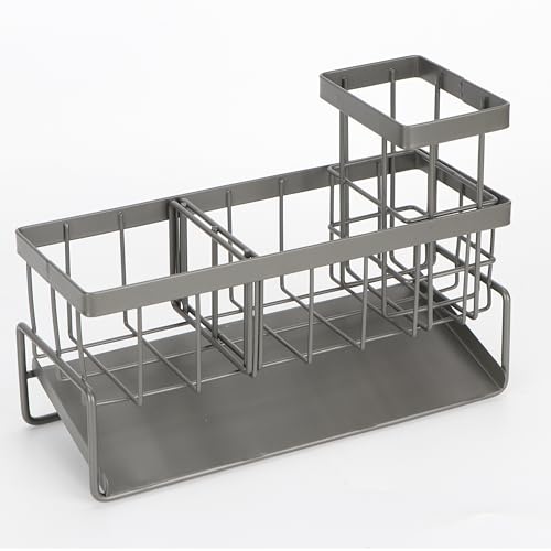 Reelyo スポンジ置き スポンジホルダー 洗剤ラック 水切り 防錆 水が流れる 炭素鋼 たわしホルダー 洗面所/キッチン 収納 (アップグレード版)