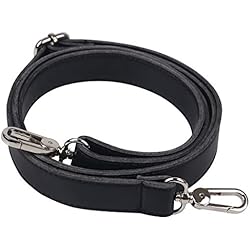 Correa de Cuero para el Hombro BOMKEE Reemplazo Universal de 61 Pulgadas Ajustable para el Bolso Bandolera maletín Bolso Mensajero Monedero Cartera Bolso Bandolera Correas (Negro)