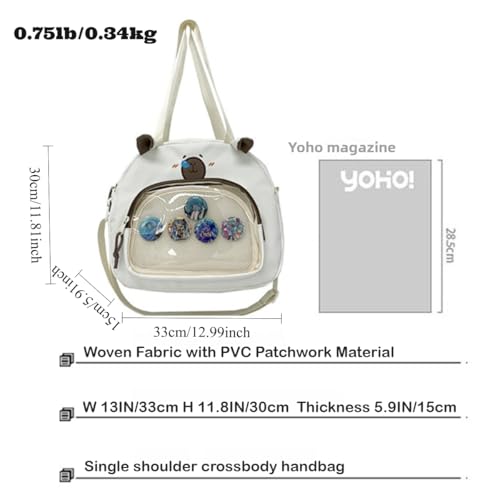 Pink Capybara Ita Bag for Women Cute Animal Backpack with Cartoon Charm Y2K Large Capacity for Daily Essentials (Khaki)4