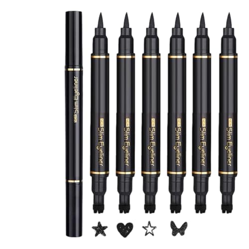 Liquid Eye Liner, Smudge-Proof Eye Makeup Pen, 6pcs Double-Headed Eyeliner Set for Party Stage, Waterproof Cosmetic Pen with Fine Tip, Makeup Tools for Bridal Cosplay