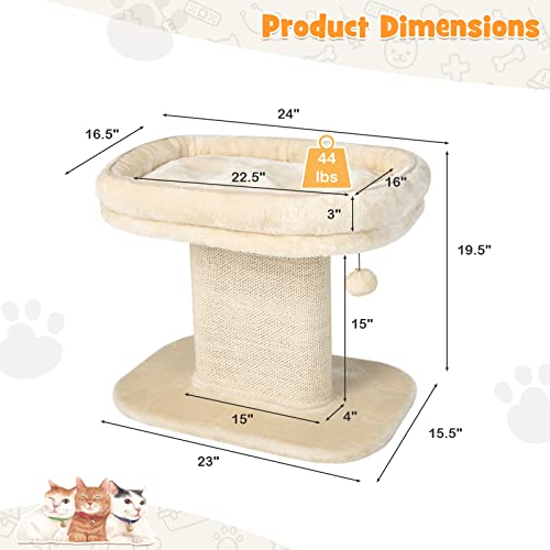Tangkula Cat Tree For Indoor Cats, 2-Tier Cat Tower With Top Perch & Sisal Scratching Panel & Jingling Fur Ball Toy, Cozy Cat Bed With Scratching Post, Modern Small Kitten Activity Center (Beige) #TOP5