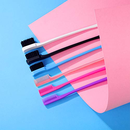 Yaomiao 12 Pieces Hair Edge Brushes Double Sided Edge Control Hair Comb Brushes Eyebrow Brush For Women Girls Natural Styling Hair Edge Brushes Combo Pack Smooth Comb Grooming 6 Random Color #TOP6