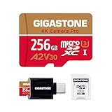 [Récupération de données Pendant 5 Ans] Gigastone microSD 256 Go A2 V30 UHS I U3, Jusqu’à 100 Mo/s, 4K UHD, Smartphone/GoPro, Adaptateur et Lecteur USB C