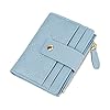 Cynure Damen Niedlich Leder Kartenhalter Kleine Kompakte Bifold Geldbörse mit Reißverschluss Münzfach, Blau, Einheitsgröße, Casua #5