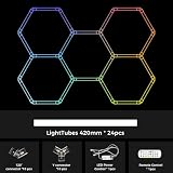 RGB LED Sześciokątne oświetlenie 5 Hex, super jasne, sześciokątne reflektory sufitowe, możliwość ściemniania i łączenia, z pilotem zdalnego sterowania, aplikacja do pokoju zabaw, barów/imprez/salonów