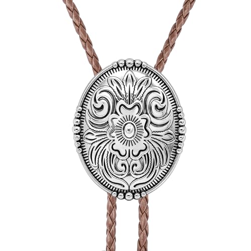 Image of GelConnie Floral Bolo Tie for Men Womens Bolo Tie Necklace Native American Black Men's Bolo Ties Western Cowboy Bolero Ties