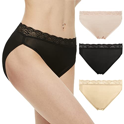 Viamulion Women’s 100% Pure Mulberry Silk Knitting Panties for Women lady Underwear Briefs