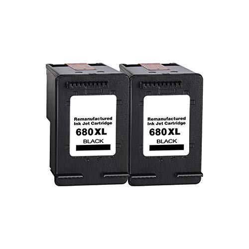 680XL Cartucho de Tinta, para HP Envy5000, Officejet 5200, DeskJet 1115 1118 2135 2138 4538 4678 2600, Deskjet Ink Advantage 3635 3636 3638 3838, 80 Pagina el Negro Fuerte Compatibilidad,2pcs