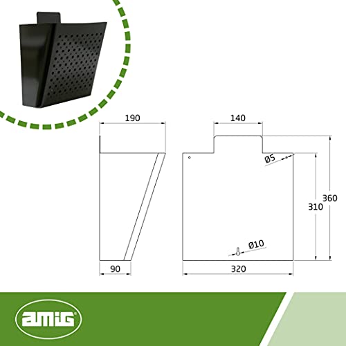 Miniatura 5 de Amig - Cesta De Publicidad - Buzón Para Publicidad Con Rejilla Frontal - Uso Exterior - Acero - Negro - 32 X 36 X 19 Cm