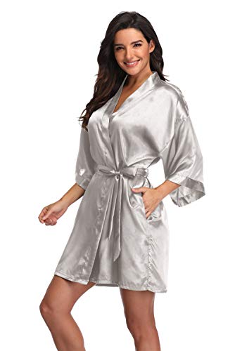 Super Shopping-Zone Women's Plus Size Bathrobes Satin Robes,Short #TOP7