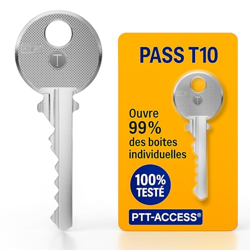 PTT-ACCESS®| Clé Pass PTT T10 - Passe partout pour boites aux lettres individuelles et interphones.