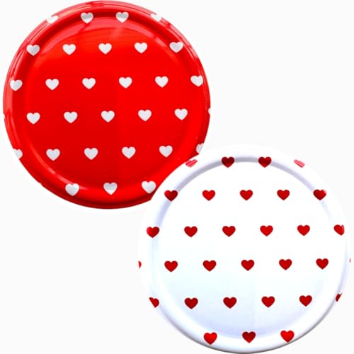 ONONEXPRESS –82 mm Metal Spare Lids For Pickle and Larger Jars/Multipurpose (Twist Off Lid) (20, Red and White Heart) by ONONEXPRESS - Used condition - US$13.13
