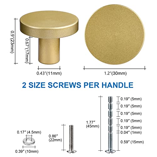 Weaverbird 10 Pack 1-1/4 Inch Gold Round Kitchen Cabinet Knobs, Aluminum Alloy Solid Drawer Pulls, Cabinet Handles For Cupboard, Dresser, Closet And Bathroom, Modern Cabinet Hardware #TOP1