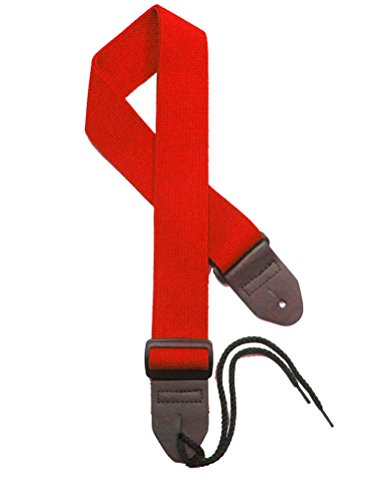 Legacystraps 2” Fire Red Cotton Guitar strap available in 17 colors, Vegan friendly with synthetic leather ends