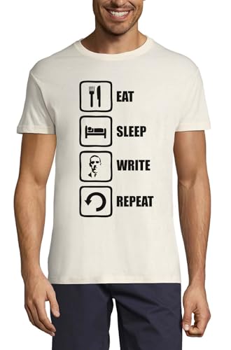 T-shirt coton col rond homme Eat Sleep Write Repeat confortable