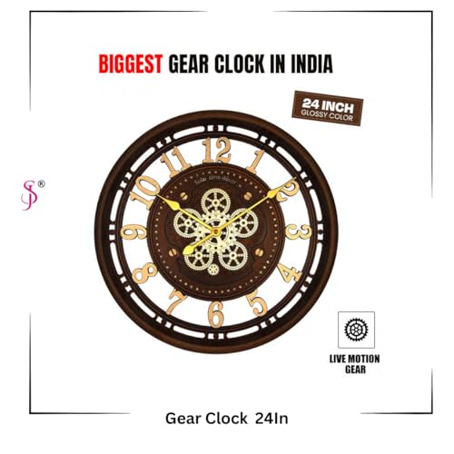 Image of 24 Inch Gear Clock Solar Brand [Biggest Gear Clock in India] - Timeless Indian Clocks Crafted with Precision