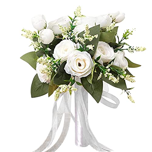 Hilai Bouquet de Fleurs Artificielles pour Mariée et Demoiselle d'honneur - Décor de Fête de Mariage
