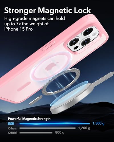 ESR for iPhone 15 Pro Case, Compatible with MagSafe, Military-Grade Protection, Yellowing Resistant, Scratch-Resistant Back, Magnetic Phone Case for iPhone 15 Pro, Classic Series, Pink - Image 3