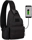 slingpack leder Material: Hochintensiv militärisch 1000D Nylon, widerstandsfähig gegen Verschleiß und Kratzer, Wasserdicht und langlebig.