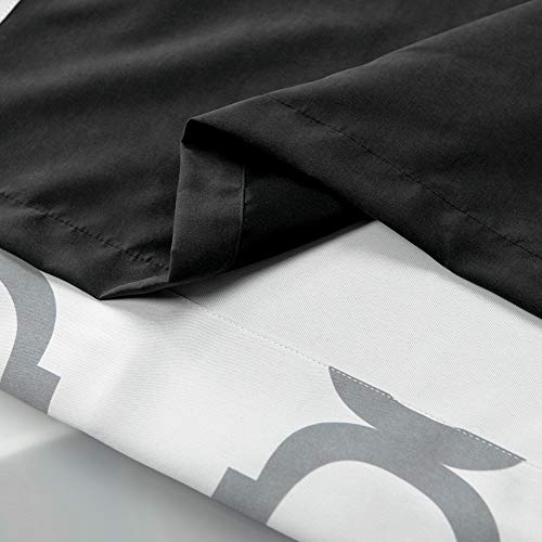 Melodieux Moroccan 100% Blackout Curtains For Bedroom 84 Inches Long, Living Room Thermal Insulated Black Liner Grommet Drapes, 52 By 84 Inch, Off White/Grey (2 Panels) #TOP4