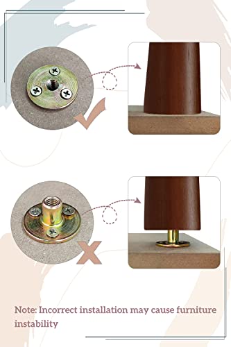 Gosche Wood Furniture Legs 4 Inches, Round Brown Sofa Legs Set Of 4, Chair Legs, Replacement Couch Legs For Armchair, Cabinet, Mid Century Modern Dresser Or Home Diy Projects Bun Feet #TOP7