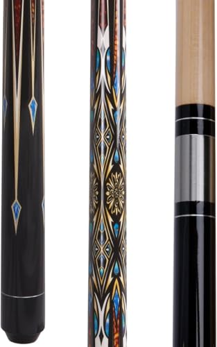 Tiekerbilir Canadian Maple Pool Cue Stick, Billiard Pool Cue Stick, 58 Inch, 13mm Tip Billiard Pool Cue Stick 19 20 oz, 2-Piece Pool Cue Stick for Beginner, Commercial and Home Entertainment (E)