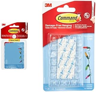 Command Decorating Clips, Value Pack of 40 Mini Hooks and 48 Small Adhesive Strips, Transparent & 17026CLR Decorating Clips, Pack of 20 Mini Hooks and 24 Small Adhesive Strips, Transparent